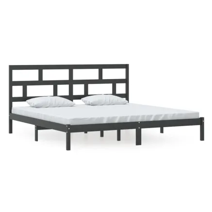 Cadre de lit sans matelas Noir Bois de pin massif 200x200 cm 2
