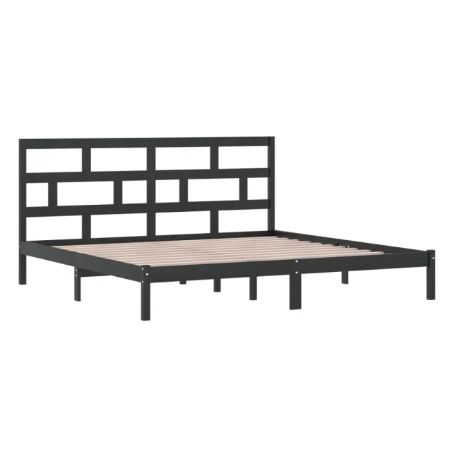 Cadre de lit sans matelas Noir Bois de pin massif 200x200 cm