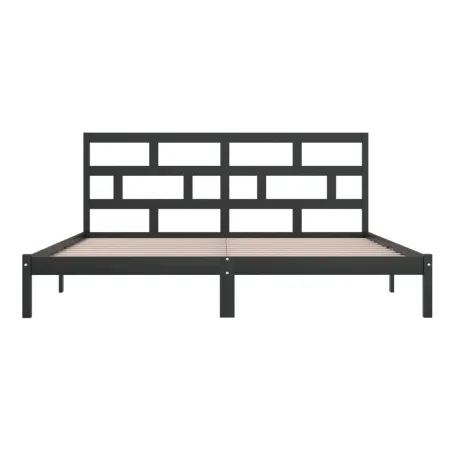 Cadre de lit sans matelas Noir Bois de pin massif 200x200 cm