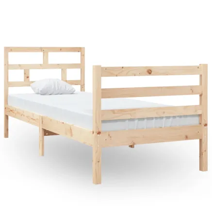 Cadre de lit sans matelas 75x190 cm bois massif 2