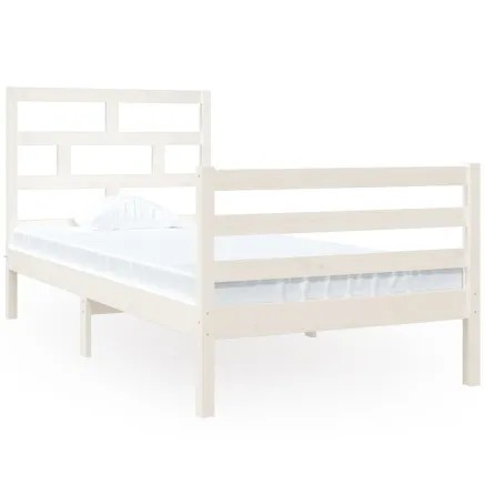 Cadre de lit sans matelas blanc 90x190 cm bois massif 2