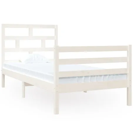 Cadre de lit sans matelas blanc 90x190 cm bois massif