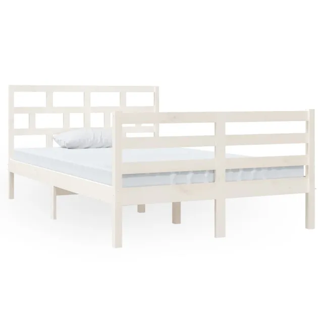 Cadre de lit sans matelas blanc bois massif