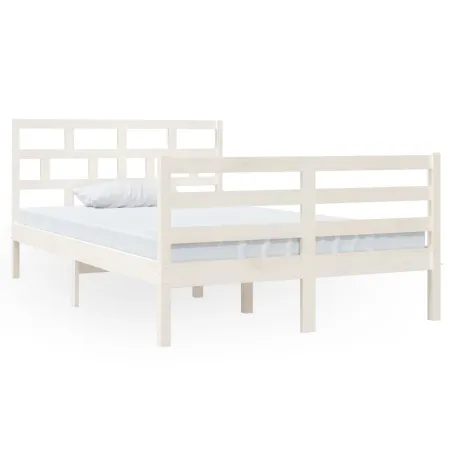 Cadre de lit sans matelas blanc bois massif