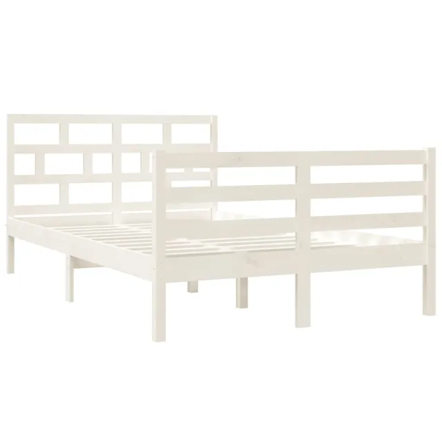 Cadre de lit sans matelas blanc bois massif