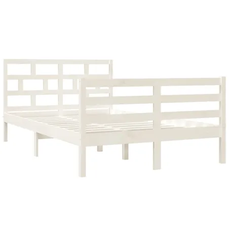 Cadre de lit sans matelas blanc bois massif