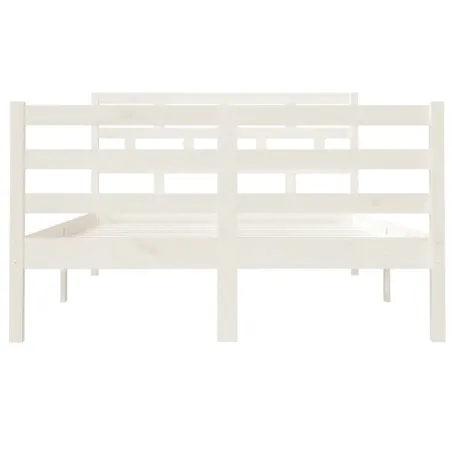 Cadre de lit sans matelas blanc bois massif