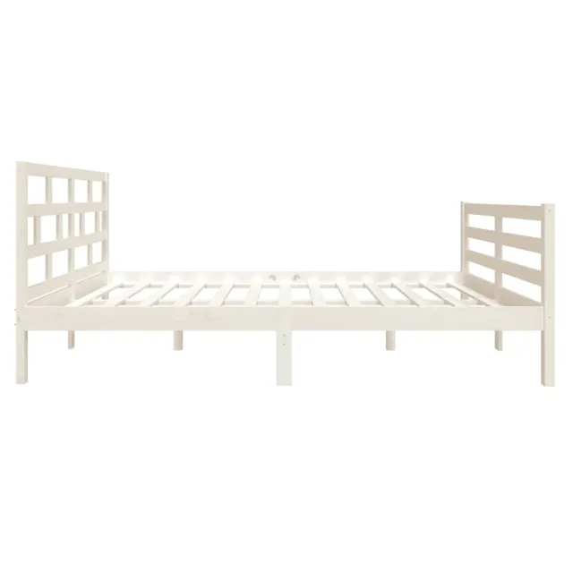 Cadre de lit sans matelas blanc bois massif
