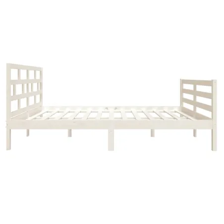 Cadre de lit sans matelas blanc bois massif