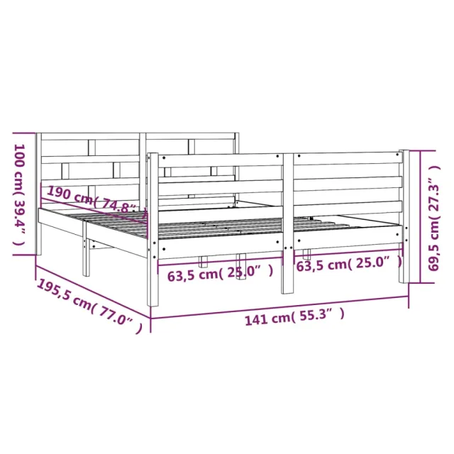 Cadre de lit sans matelas bois massif