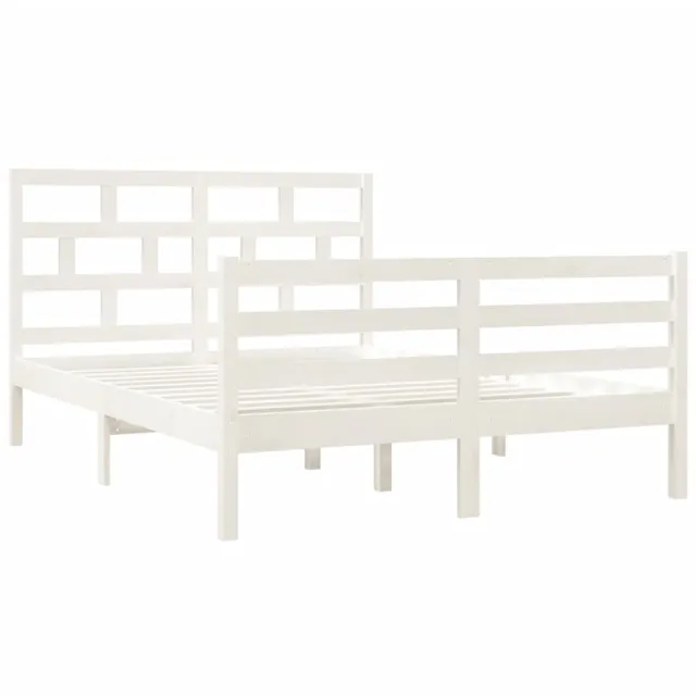 Cadre de lit sans matelas blanc bois massif