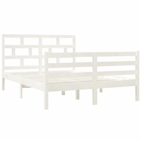 Cadre de lit sans matelas blanc bois massif