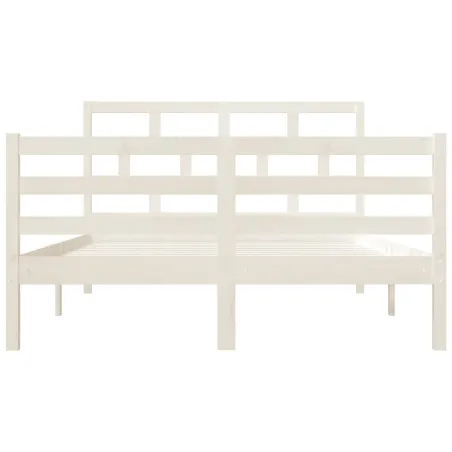 Cadre de lit sans matelas blanc bois massif