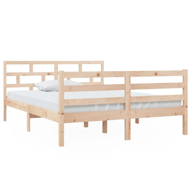 Cadre de lit sans matelas bois massif 140x190 cm