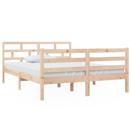 Cadre de lit sans matelas bois massif 140x190 cm