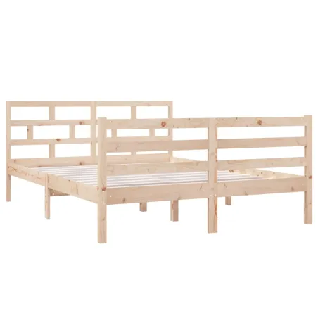 Cadre de lit sans matelas bois massif 140x190 cm