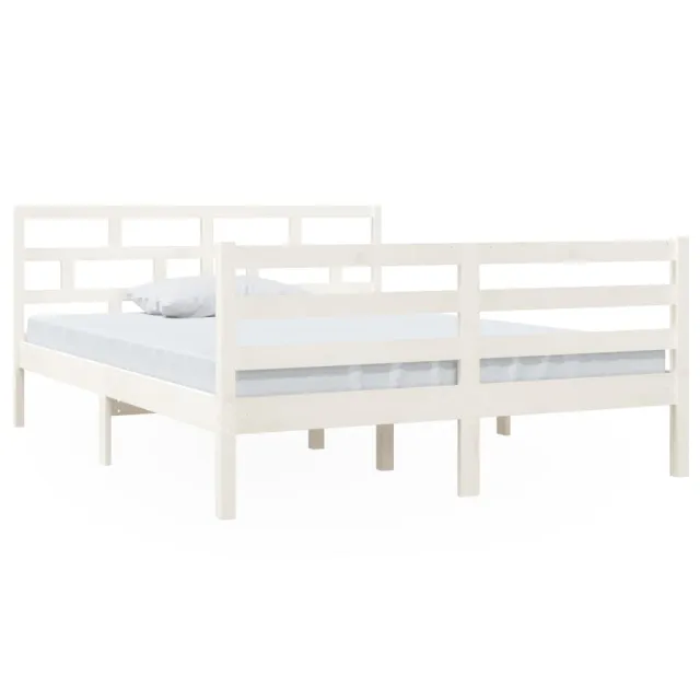 Cadre de lit sans matelas blanc bois massif 140x190 cm