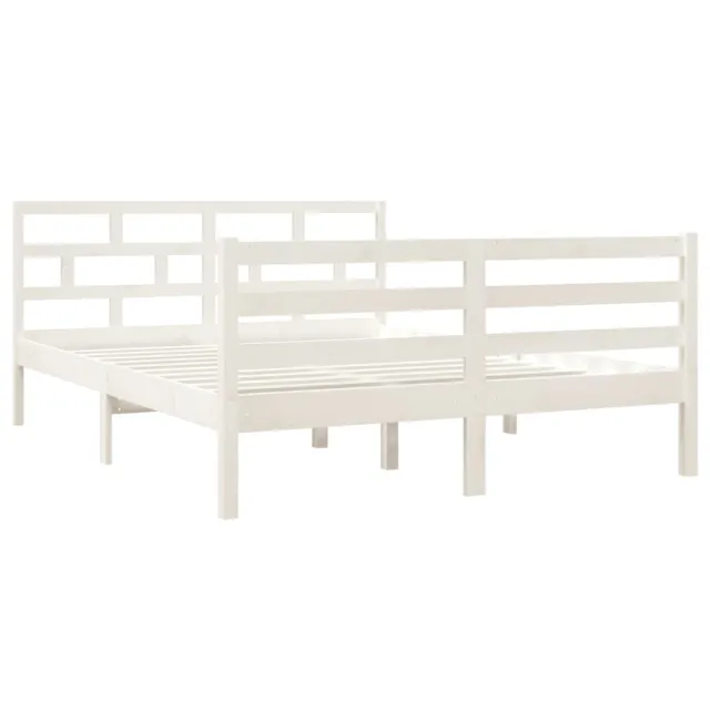 Cadre de lit sans matelas blanc bois massif 140x190 cm