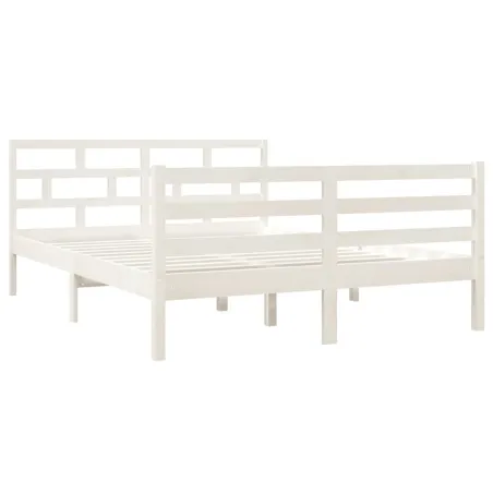 Cadre de lit sans matelas blanc bois massif 140x190 cm