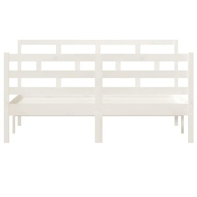 Cadre de lit sans matelas blanc bois massif 140x190 cm