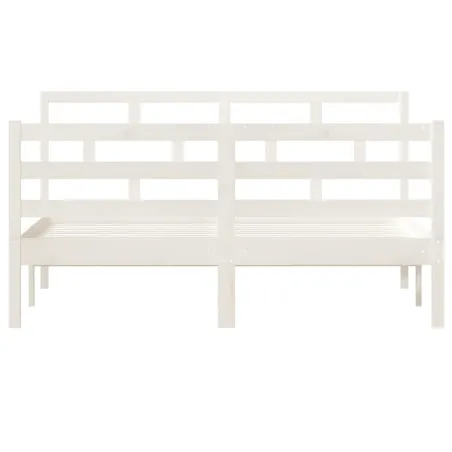 Cadre de lit sans matelas blanc bois massif 140x190 cm