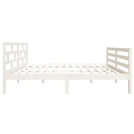 Cadre de lit sans matelas blanc bois massif 140x190 cm