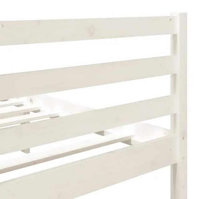 Cadre de lit sans matelas blanc bois massif 140x190 cm