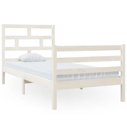 Cadre de lit sans matelas blanc bois massif 90x200 cm 2