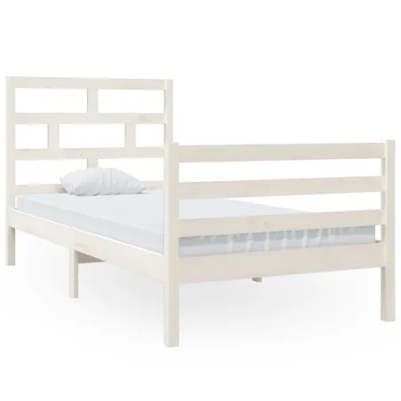 Cadre de lit sans matelas blanc bois massif 90x200 cm