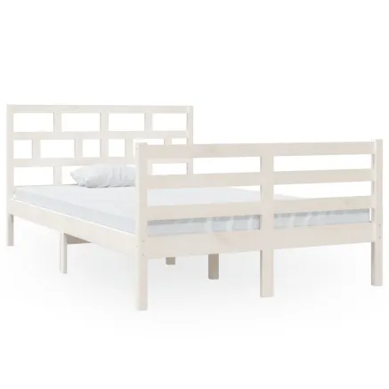Cadre de lit sans matelas blanc bois massif 120x200 cm 2