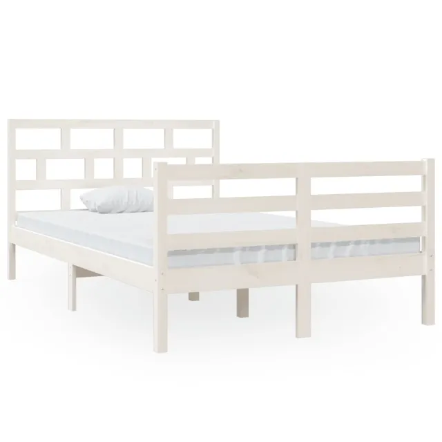 Cadre de lit sans matelas blanc bois massif 120x200 cm