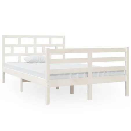 Cadre de lit sans matelas blanc bois massif 120x200 cm