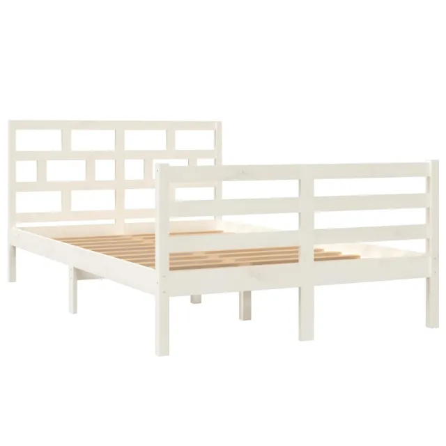 Cadre de lit sans matelas blanc bois massif 120x200 cm