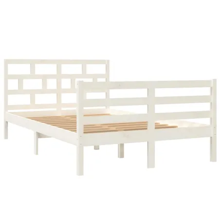 Cadre de lit sans matelas blanc bois massif 120x200 cm