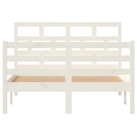 Cadre de lit sans matelas blanc bois massif 120x200 cm
