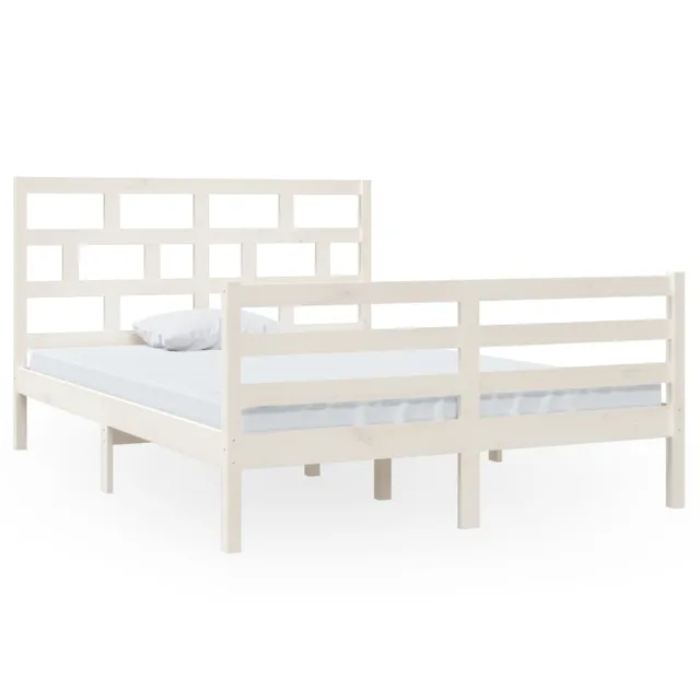 Cadre de lit sans matelas blanc bois massif 140x200 cm