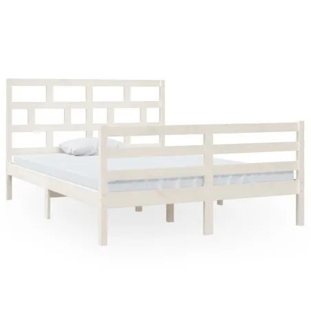 Cadre de lit sans matelas blanc bois massif 140x200 cm