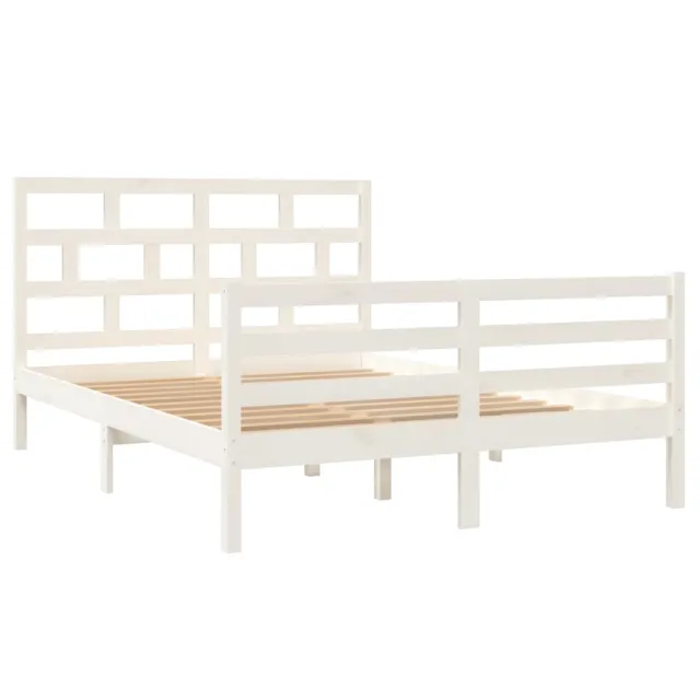Cadre de lit sans matelas blanc bois massif 140x200 cm