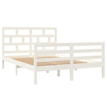 Cadre de lit sans matelas blanc bois massif 140x200 cm
