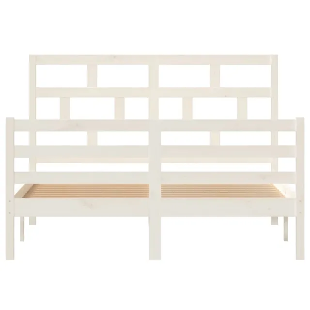 Cadre de lit sans matelas blanc bois massif 140x200 cm