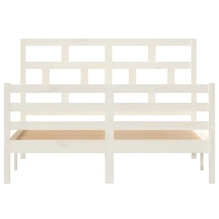 Cadre de lit sans matelas blanc bois massif 140x200 cm