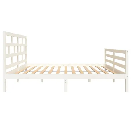 Cadre de lit sans matelas blanc bois massif 140x200 cm