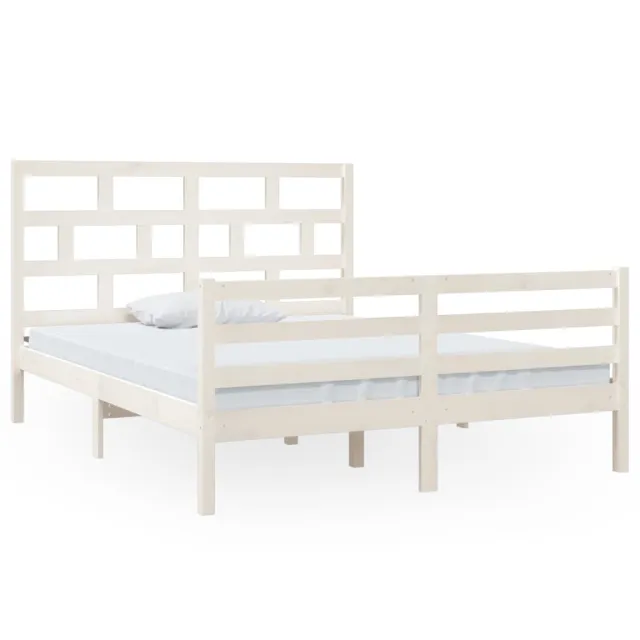 Cadre de lit sans matelas blanc bois de pin massif