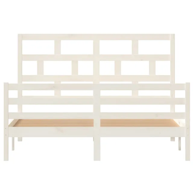 Cadre de lit sans matelas blanc bois de pin massif