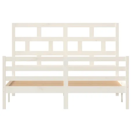 Cadre de lit sans matelas blanc bois de pin massif
