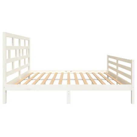 Cadre de lit sans matelas blanc bois de pin massif