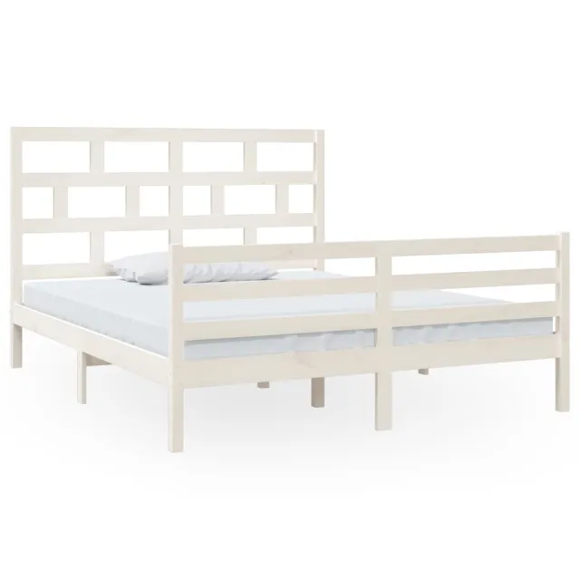 Cadre de lit sans matelas blanc bois massif 160x200 cm