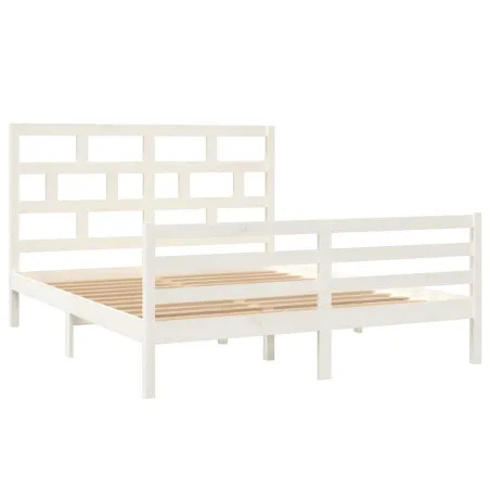Cadre de lit sans matelas blanc bois massif 160x200 cm