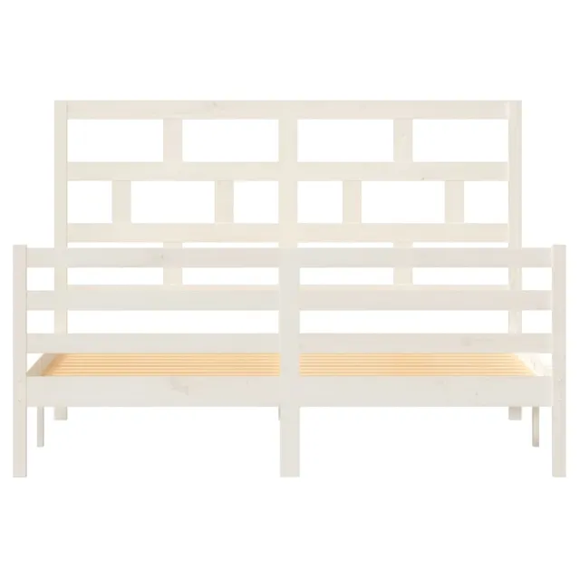 Cadre de lit sans matelas blanc bois massif 160x200 cm