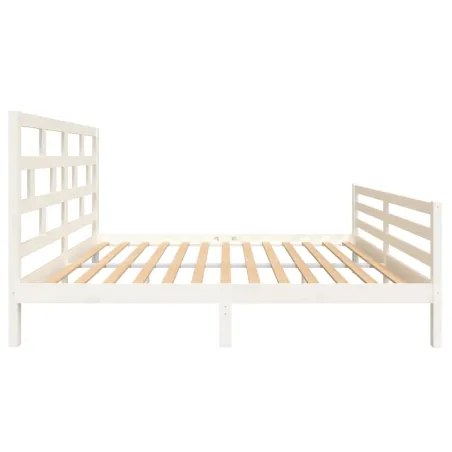 Cadre de lit sans matelas blanc bois massif 160x200 cm
